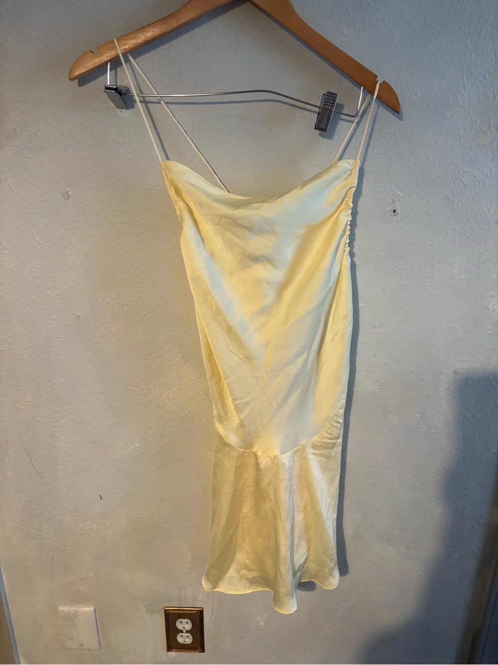 Free People‎ Satin Slip Dress in Soft Lemon